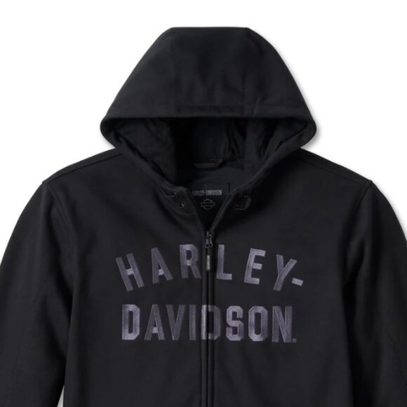 Harley-Davidson Size M Men's Deflector Hooded Riding Fleece Jacket, Black - Picture 7 of 13